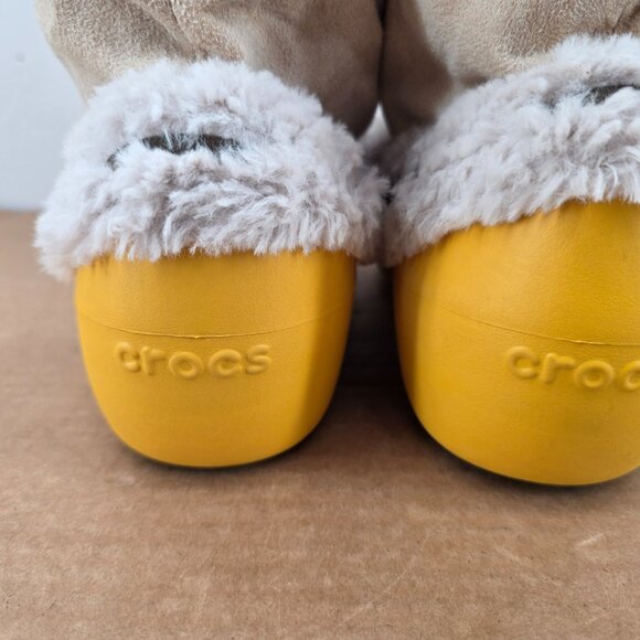 Crocs HALEY Women’s Canary Yellow Winter Snow Boots Faux Fur Lined Size 10 - Picture 8 of 16